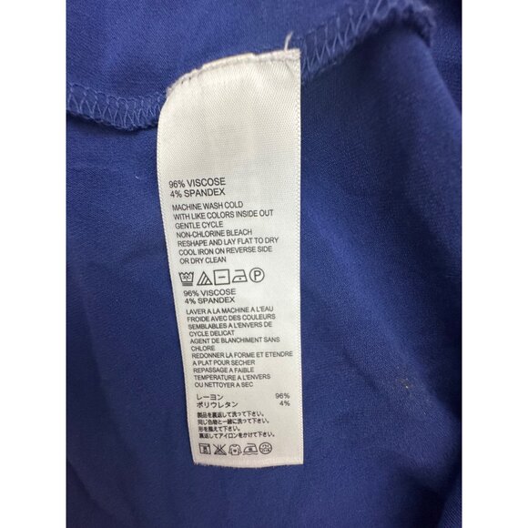 Tommy Bahama Navy Blue Tambour Shirred V-Neck Dress Size M Soft Knit Summer - Picture 6 of 8